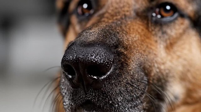Close up portrait dog face brown eyes fur texture