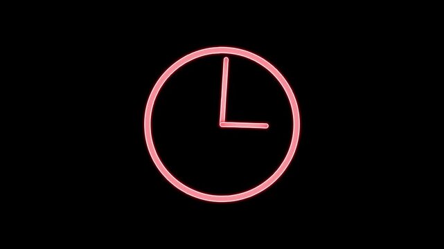 Clock icon with moving arrows . analog clock icon with moving arrows in seamless 12 hour loop on background. Stopwatch animation. Clock icon countdown 24 hour day fast speed animation.