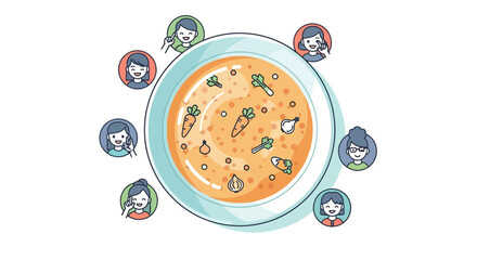 Colorful Illustration of the Nutritional Benefits of Vegetables in a Soup with