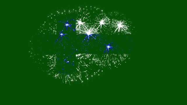 Finland Flag Fireworks Animation – Finnish National Flag Shape Firework Effect, Celebration Explosion, Independence Day FX, Green Screen Isolated Background - Powered by Adobe