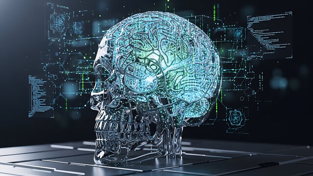 Futuristic AI brain interface for cutting-edge technology and digital innovation, driving a modern era of artificial intelligence and machine learning solutions