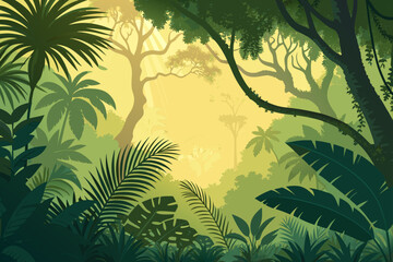 Naklejka premium Elegant Landscape Tropical Jungle Canopy With Bold Professional Photo