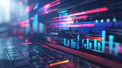 Vibrant digital data visualization on a computer screen