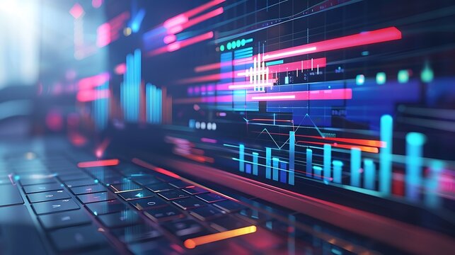 Vibrant digital data visualization on a computer screen