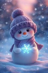 Obraz premium snowman on the snow funny