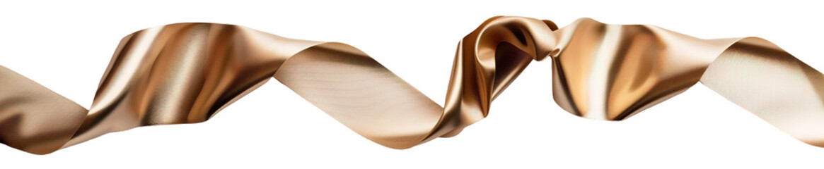 A stylish metallic gold ribbon twists gracefully across the bottom edge of a clear white canvas. Its shiny texture adds a touch of elegance to any design or craft project