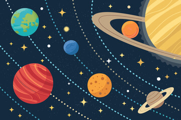 Featuring Solar System Layout With Oversized Beautiful Premium Digital Asset