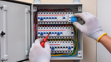 hand of electrician at work 