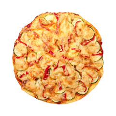 Delicious Vegetable Pizza with Zucchini and Red Peppers.