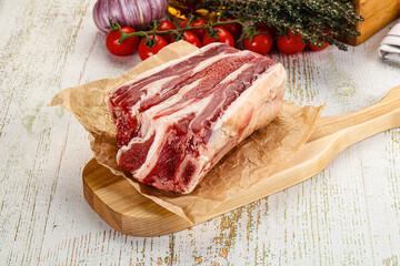 Raw beef ribs for cooking