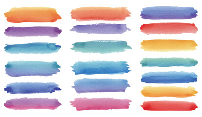 Colorful Watercolor Brush Strokes and Design Elements for Backgrounds and Graphic Design Projects