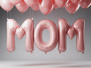Celebrate Mom with these adorable pink balloon letters and matching balloons - perfect for Mother's Day cards, banners, or heartfelt social media posts