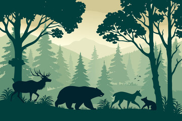Depicting Wildlife Animals Silhouettes Forest Envi Beautiful Creative Visual