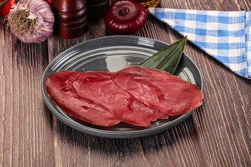 Raw tuna slises sashimi snack