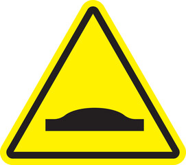 Road safety concept with a speed bump warning sign