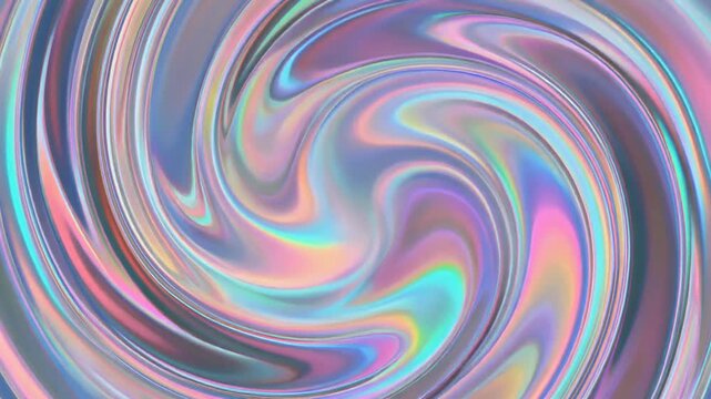 Abstract colorful background of animated reflective material with swirling texture