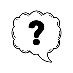 Hand drawn cloud question mark speech bubble doodle style