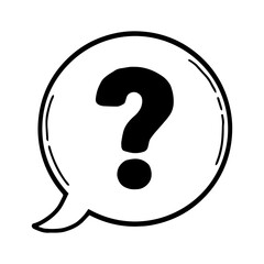 Question mark Doodle in speech bubble. Doodle question bubble icon