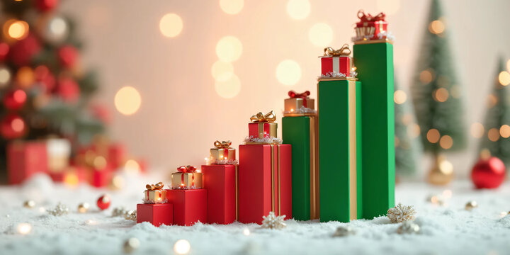 Christmas Business Growth Bar Chart in Festive Corporate Style