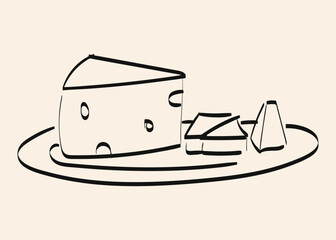 Cheese platter featuring different cheese shapes on a simple plate