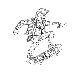 punk skateboarder vector,