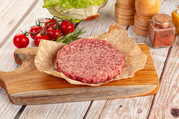 Raw beef cutlet for burger
