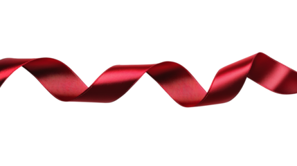 Red Satin Ribbon Swirl isolated on a transparent background 2