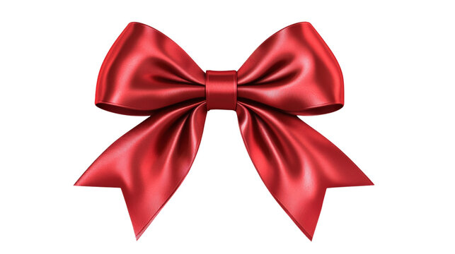 Red Satin Ribbon Bow isolated on a transparent background 2
