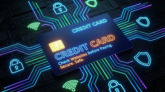 Credit card concept, reminding users to be careful about online fraud. Suitable for marketing or business purposes