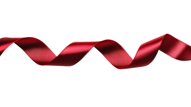 Red Satin Ribbon Swirl isolated on a transparent background 2