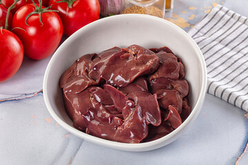 Raw chicken liver for cooking