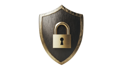 Shield with Padlock isolated on a transparent background