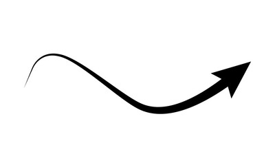 Curved arrow upward with dynamic swoosh indicating growth, progress, and direction
