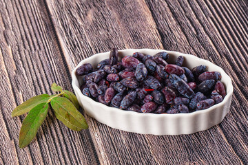 Sweet juicy ripe honeysuckle berries