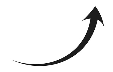 Curved black arrow pointing upward, symbol of growth, progress, and forward momentum