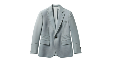 Light grey blazer with textured front detail, isolated on transparent background