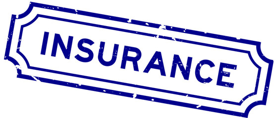 Grunge blue insurance word rubber seal stamp on white background
