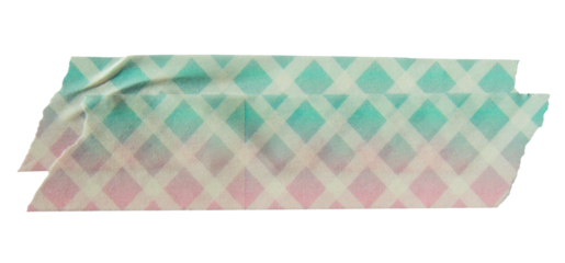 Ripped torn paper adhesive colorful grid pattern masking tape on transparent background, washi tape design element