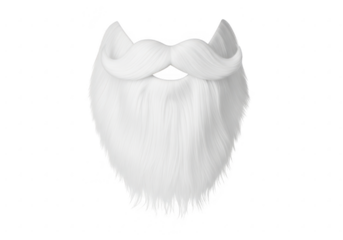 White santa beard and moustache isolated on transparent background