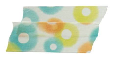Ripped torn paper adhesive colorful dot pattern masking tape on transparent background, washi tape design element