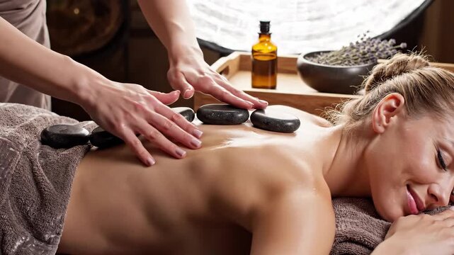Hot stone massage treatment for deep relaxation and wellness therapy