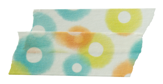 Ripped torn paper adhesive colorful dot pattern masking tape on transparent background, washi tape design element