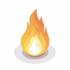 Isometric illustration of fire flame with orange and yellow tones