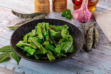 Steamed green bean strings heap