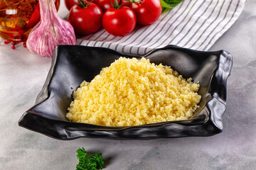 Boiled wheat couscous grain garnish
