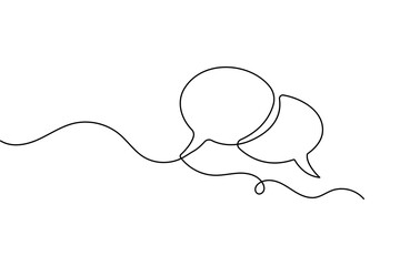 Speech bubble simple one line drawing clean minimalist outline vector graphic icon with background
