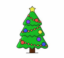 Decorated Christmas Tree Illustration