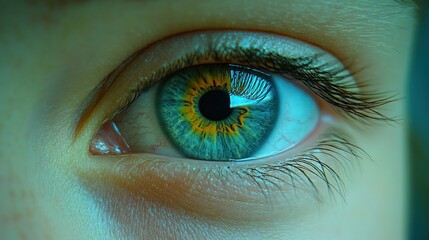 Close-up of vibrant green eye
