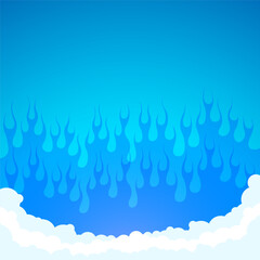 Fire flame blue tribal and cloud smoke flat background vector