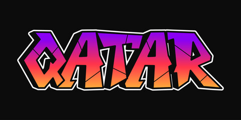 Obraz premium Qatar graffiti street art typography design with gradient